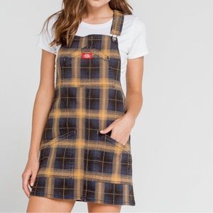 Dickie’s Denim Overall Skirt Yellow/Tan Plaid (M)